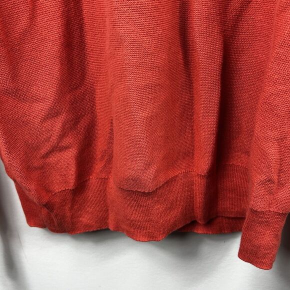 J.Crew Orange 100% Cotton Crewneck Sweater Size M Thin Weight Pullover - Picture 5 of 8